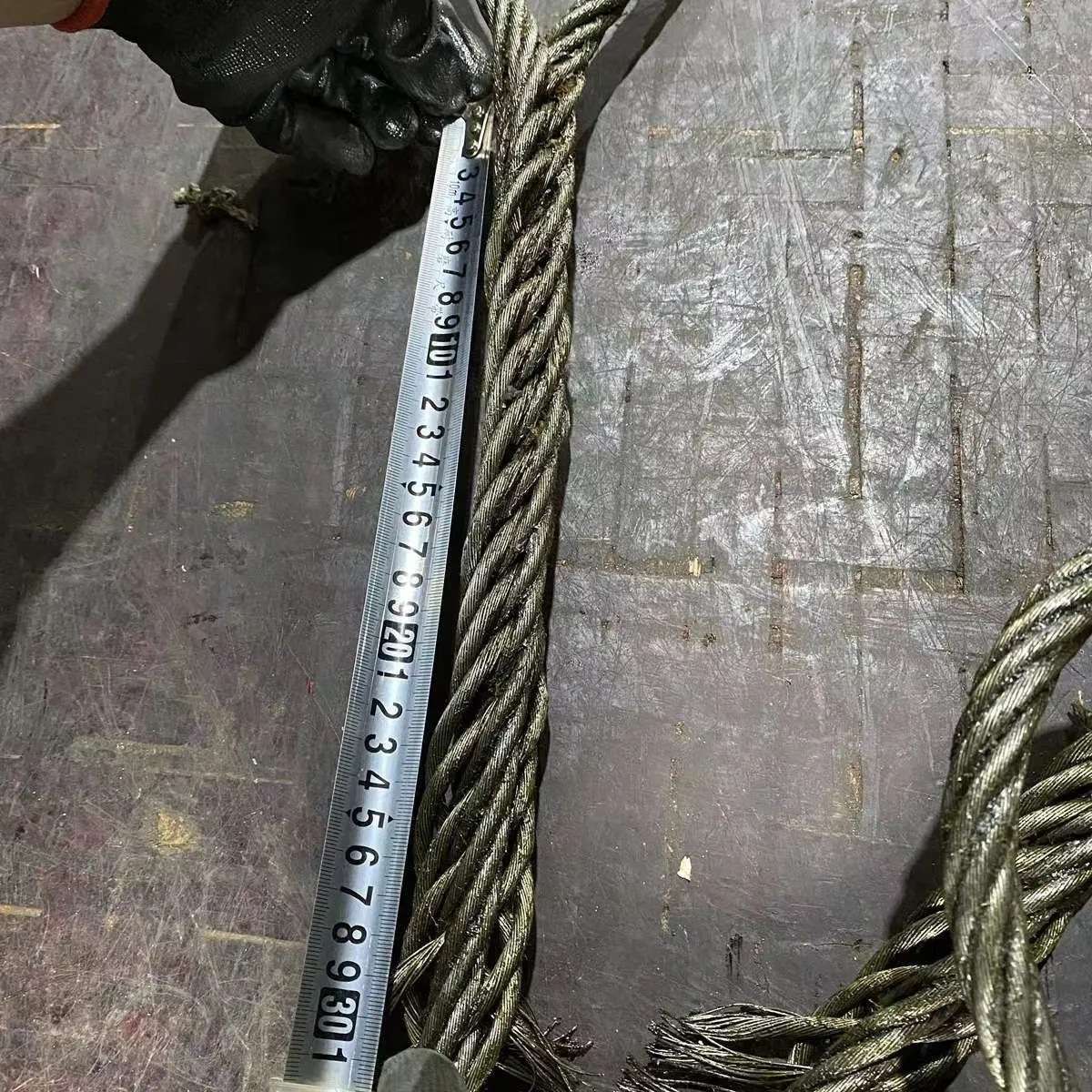 手工编头双扣钢丝绳起重吊装吊车吊索具插编头30公分行车油丝绳