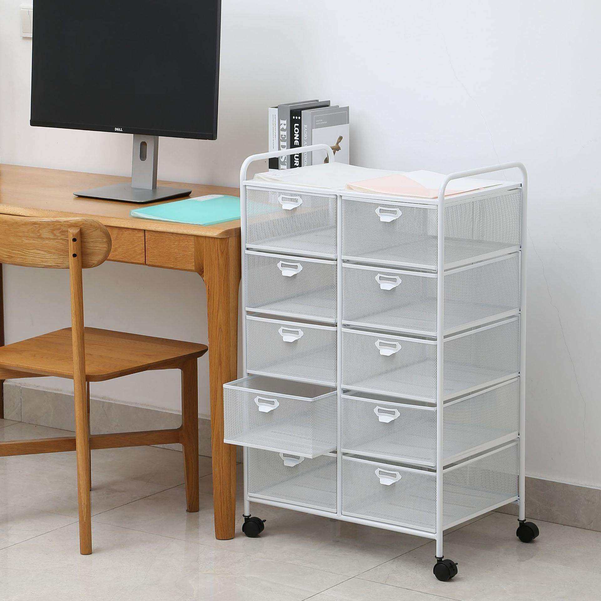 双排5层金属文件架办公桌书架资料架收纳架办公室简约办公收纳