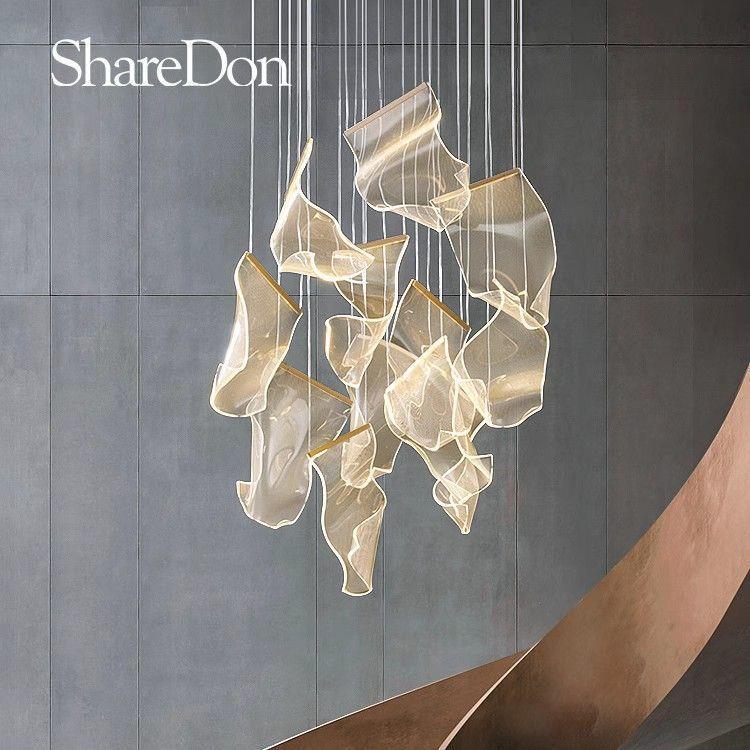 创意网红吊灯 轻奢别墅复式楼梯北欧简约现代大客厅餐厅卧室灯具