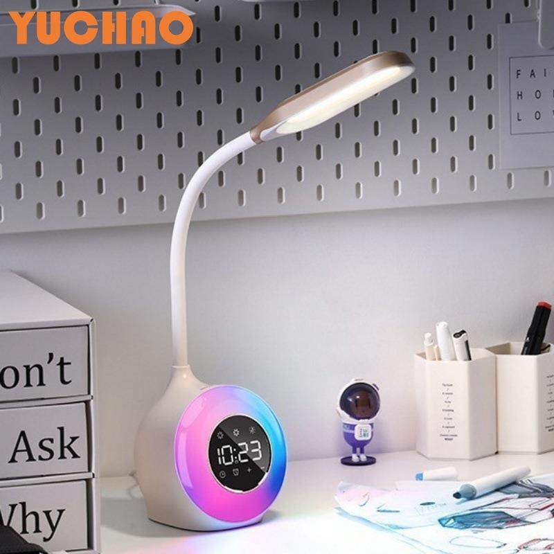 创意时钟台灯现代简约早鸟唤醒灯闹钟学生学习台灯写作业防近视