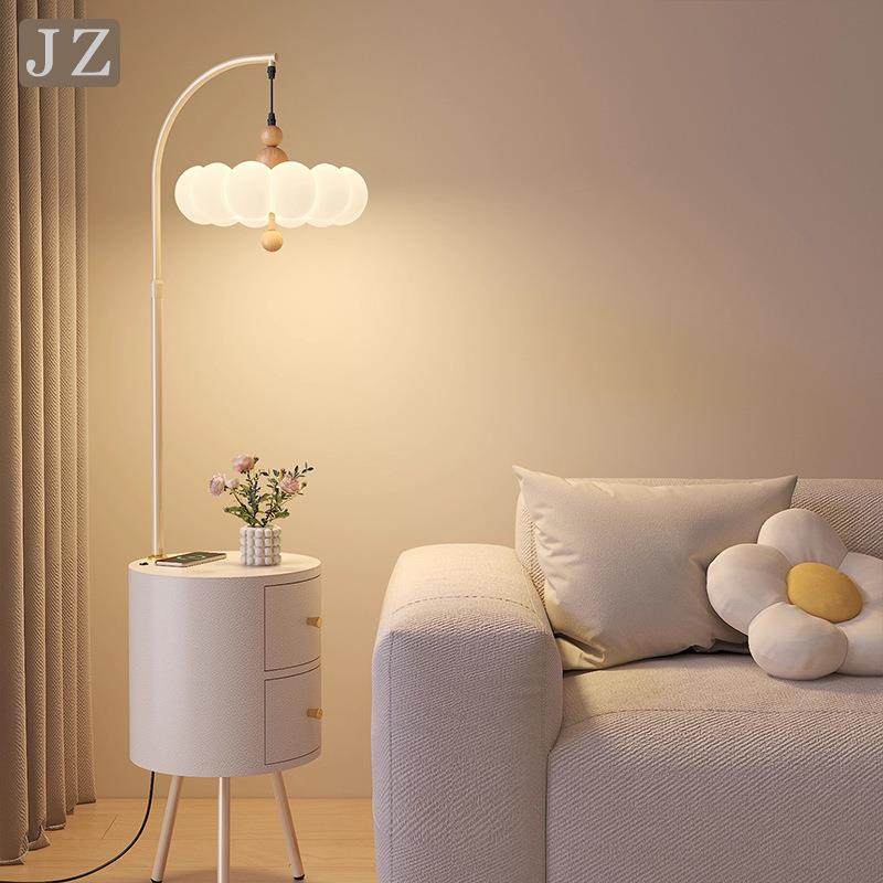 落地灯客厅沙发边几光奶油风卧室氛围感复古置物架床头柜一体台灯,电子元器件市场,其它元器件,淘宝优惠券,粉丝福利购,淘宝优惠卷