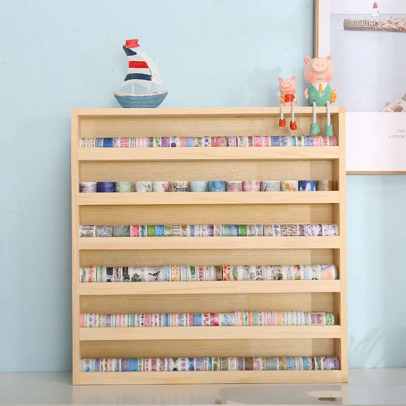 EU89木质和纸胶带 柜展示收纳盒四层 五层墨水颜料架手帐分装