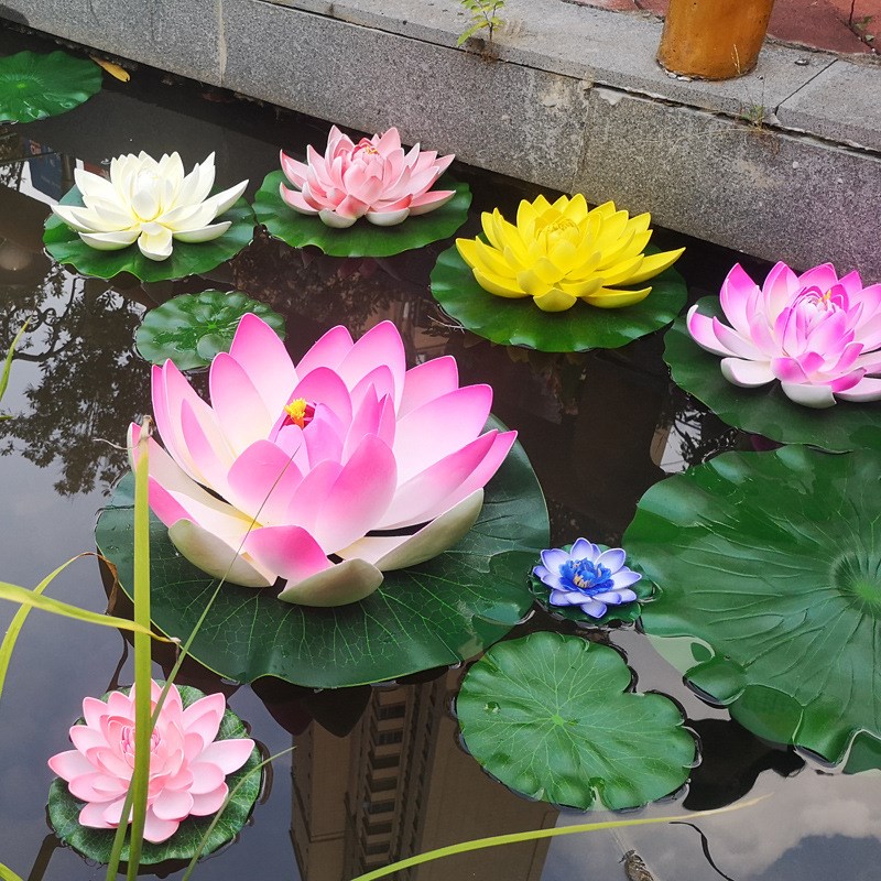 速发荷花荷叶睡莲假荷蹈道具水池装饰粉色莲花泡沫永生花