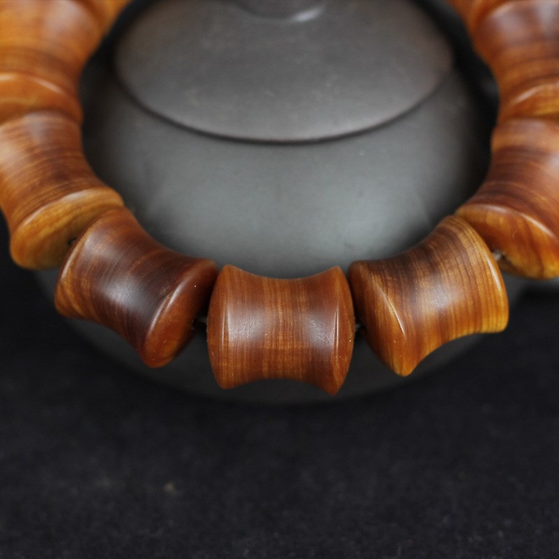 速发崖柏手串 男款太行山崖柏手链竹陈化根料 奶香味 2颗*18MM*11