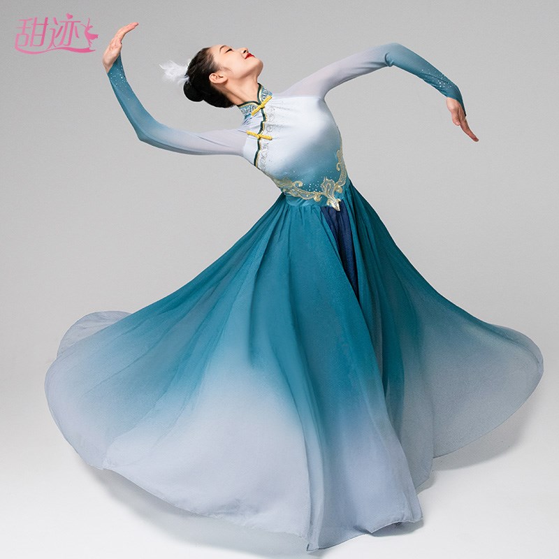 现货速发白马蒙古舞蹈演出服新蒙古舞练习裙艺考大摆裙蒙古袍蒙族
