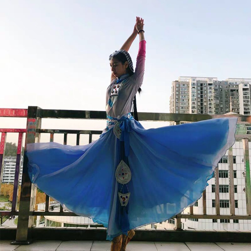 速发藏族天浴演出服开场舞大码摆裙新款表演套装少数民族风舞蹈服