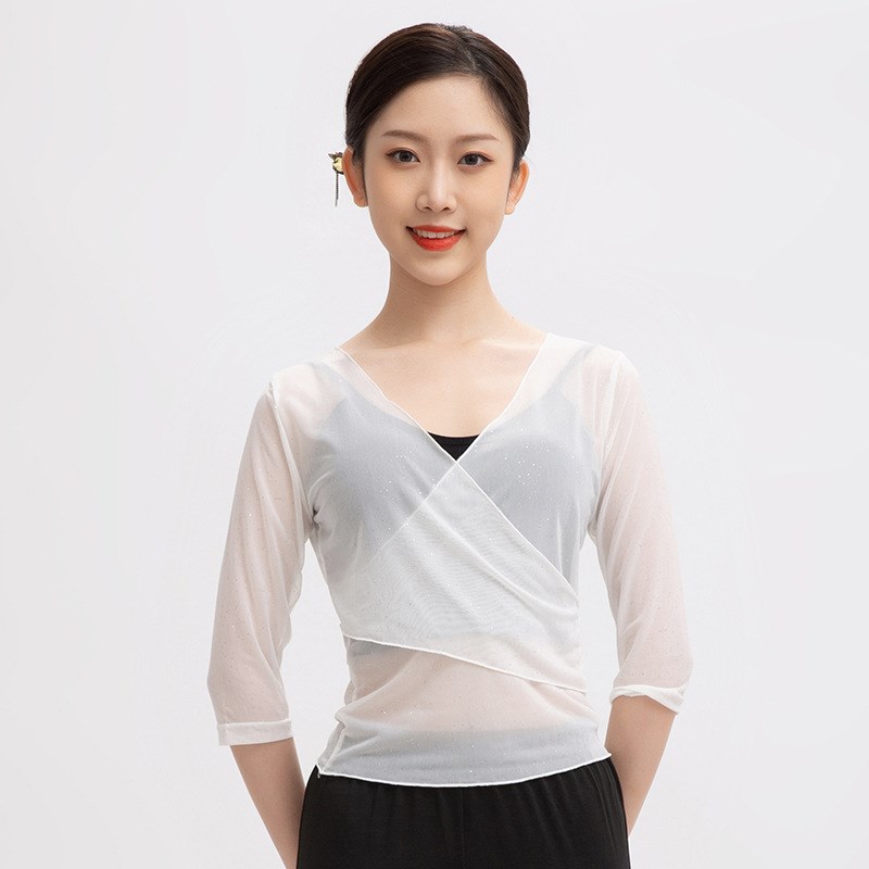 速发舞蹈练功服上衣身韵纱衣表演服裤肚皮舞上衣飘逸古典舞衣服