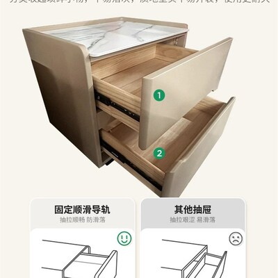 速发智床床头柜202年新款能灯无线充简约家用实木卧室带边收纳柜
