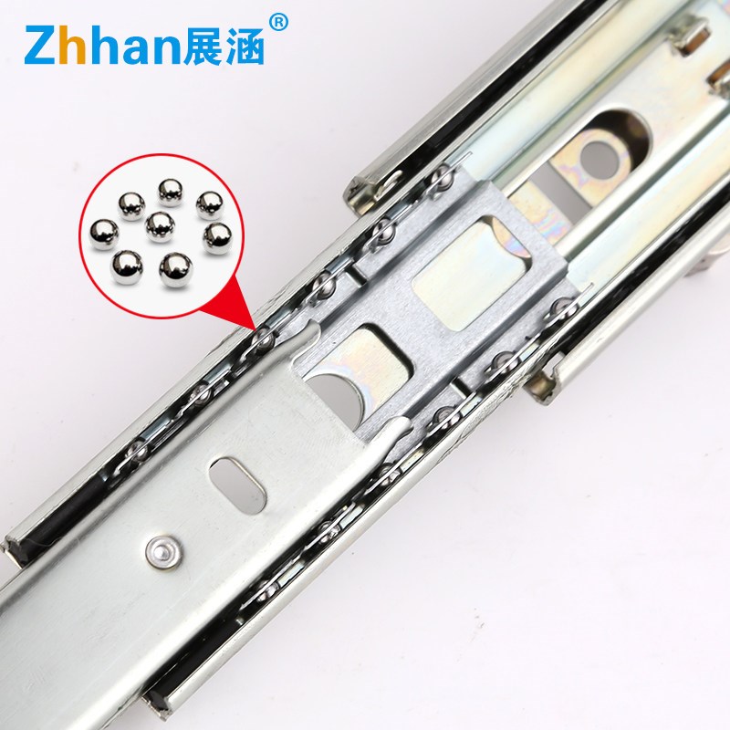 速发超短抽屉三节轨道 4/6/8寸抽屉滑轨静音节导轨柜子滚珠滑道抽