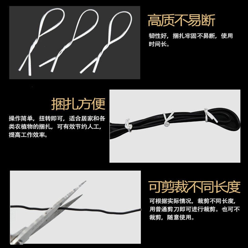 速发【1000根/包 条数多】包塑扎丝园艺扎条绑葡萄藤枝架细铁丝绑