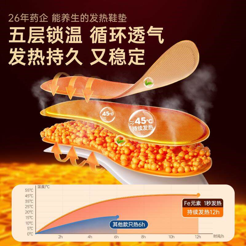 速发自发热鞋垫男艾草加热暖脚暖暖宝宝季可行走一次性免充电