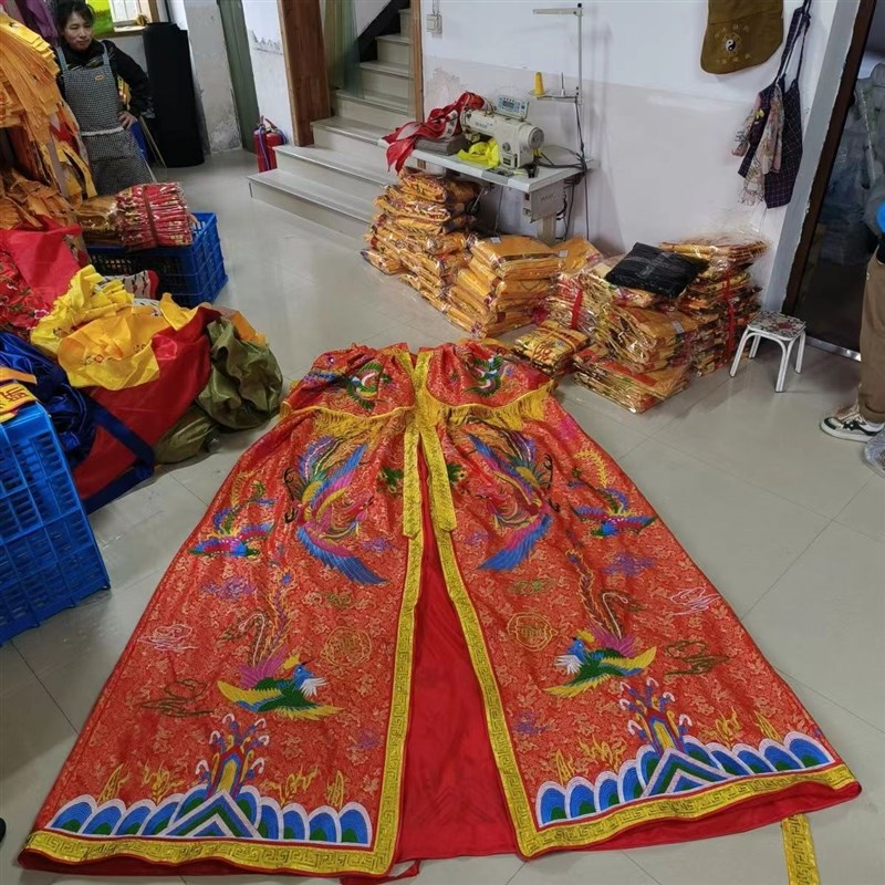 速发精品九龙披风佛像披风披肩九凤凰神衣服刺绣佛袍神袍道袍绣花