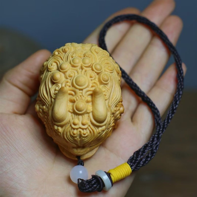 速发崖柏木雕刻双头貔貅手把件黄杨木雕男士随身把玩件工艺品