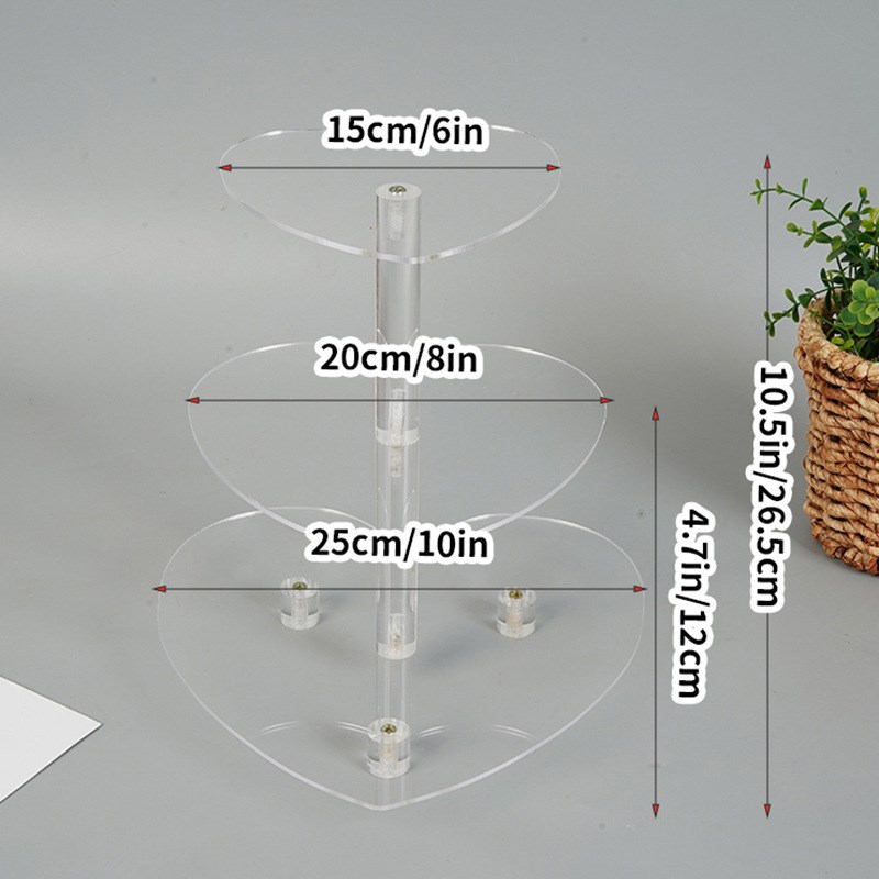 速发透明亚克力心形蛋糕架层组装纸杯蛋糕展示架下午茶点心架
