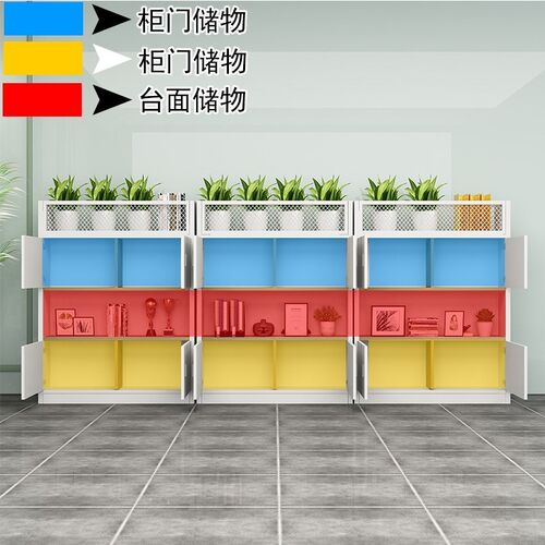 速发隔断储物柜办公室屏风木质花槽柜简约靠墙落地工位遮挡边柜置
