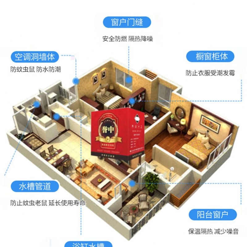 速发整箱15瓶红誉中阻燃发泡胶泡沫胶填缝剂门窗防水密封填充发泡