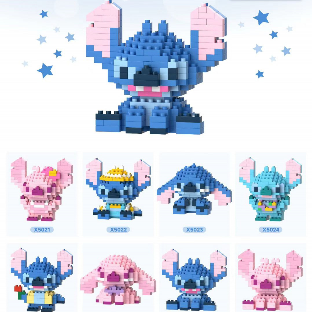 史迪仔拼装积木微颗粒卡通拼图益智玩具小学生礼品男女孩生日礼物