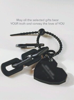 FS颂原创礼品双面黑色爱心亚克力钥匙扣包挂件个性祝福语随身携带