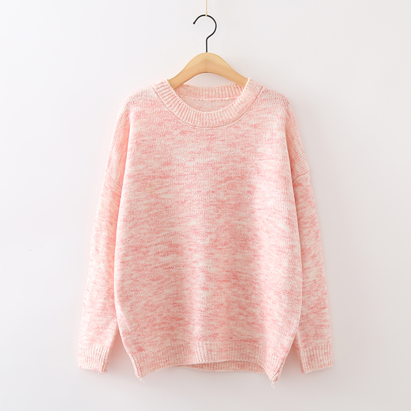 梦箱子2024秋新款日系小清新纯色套头毛衫女圆领长袖百搭宽松毛衣