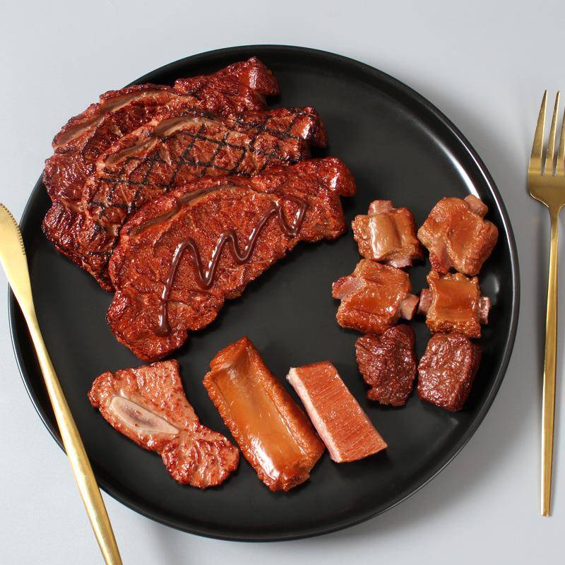 仿真食玩牛排模型假牛肉牛扒排骨西餐厅装饰道具仿真肉类冰箱贴