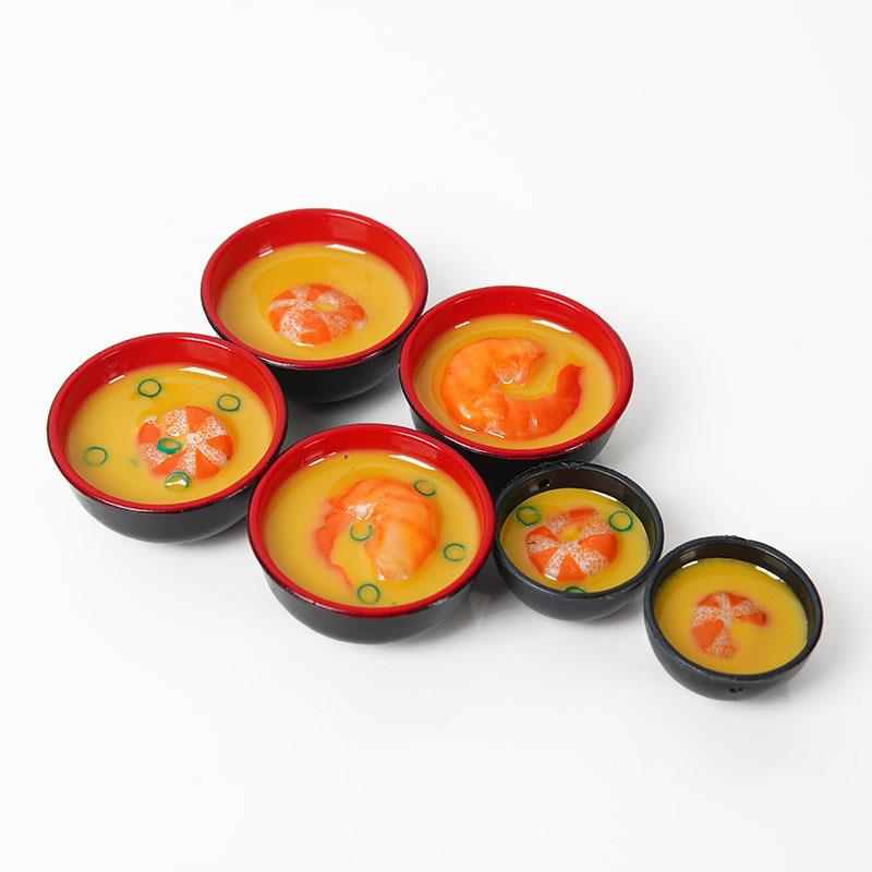 仿真虾仁小碗模型日式虾仁汤碗装饰摆件趣味食玩过家家玩具
