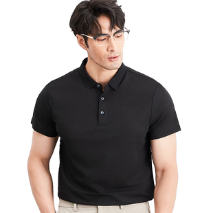 法派桑蚕丝POLO衫男士夏季薄款翻领短袖商务休闲凉感透气抗皱t恤