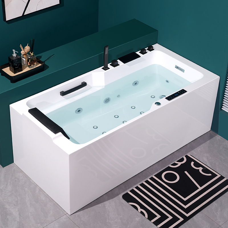 亚克力家用双扶手无缝p一体恒温加热冲浪按摩浴缸薄边加热独立浴