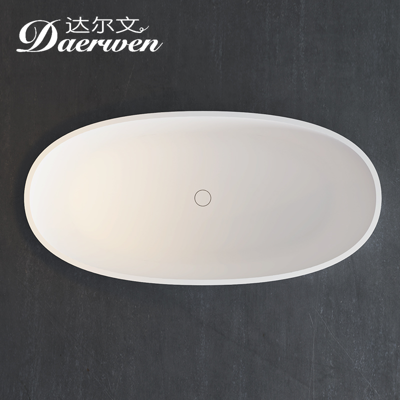 达尔文独立式家用浴缸双人情y侣酒店民宿椭圆型绮美石人造石浴缸