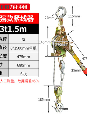 多功能紧线器钢丝绳拉紧器电缆收紧器手动电力卡线器1吨2T3T