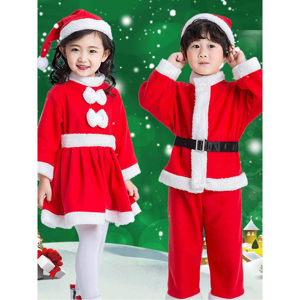 圣诞节儿童服装男女童演出服圣诞装扮圣诞老人套装幼儿园圣诞衣服