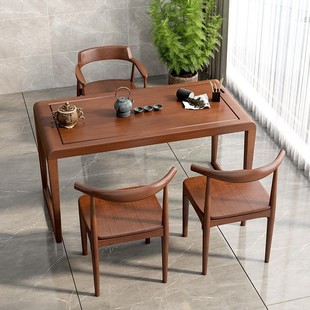 新中式 阳台茶桌椅组合办公室全实木功夫茶台一桌二椅家用小型茶几