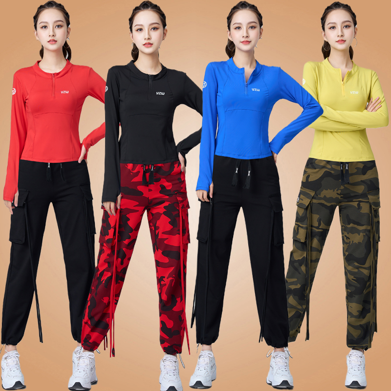 速发杨丽萍广场T运动服装新款套装春长袖速干衣健身舞跑步跳操舞