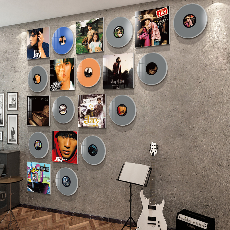 速发周杰伦专辑乐古黑胶唱片音复工作室背景墙面装饰布置海报v