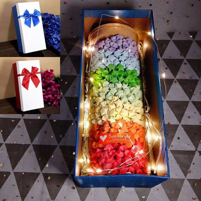 速发创意幸运星星玻璃叠明夜光许愿瓶成品木塞漂流透五角星纸25条