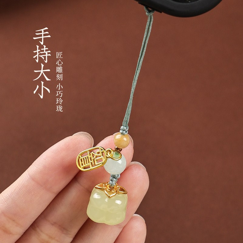 速发玉石柿柿如意扣挂件生手机链情侣车挂绳饰品精致高级感礼物