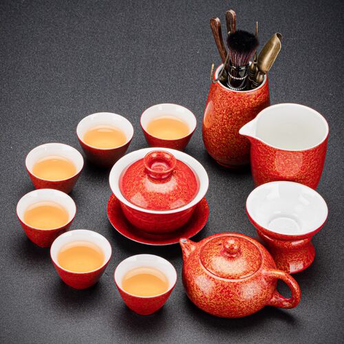 速发大具工艺茶漆套装羊工玉白瓷盖碗茶杯整套陶瓷中国风脂艺