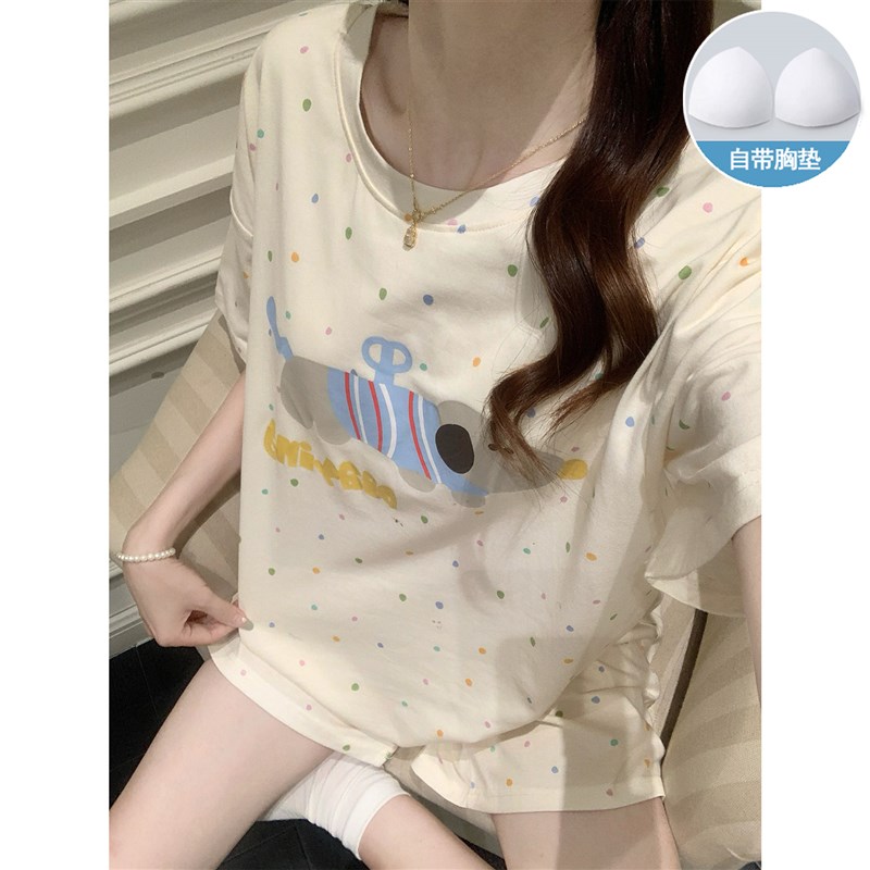 速发带胸垫睡衣款2025新款夏季可爱短裤夏天宽松家居服套装
