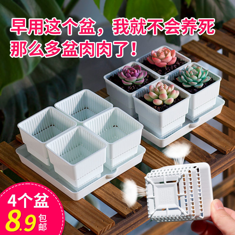 速发美莳控根多肉花盆套装组合塑料清气控型盆透风小花盆器仓包邮
