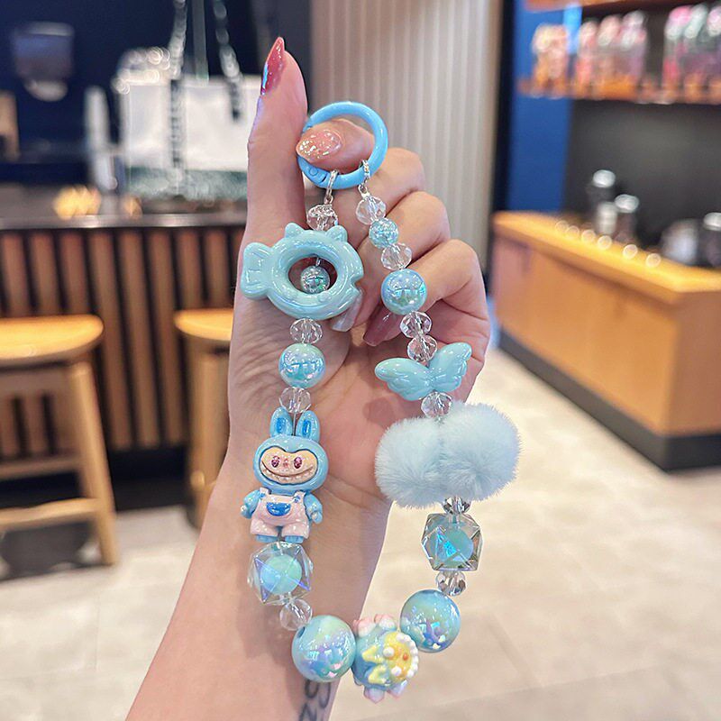 速发新款小绵球串珠手机链短款手机挂绳爆款礼品挂饰