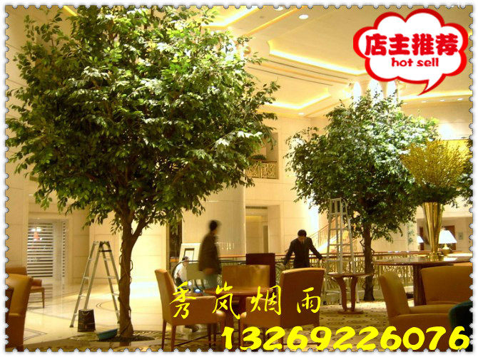 速发榕树大型绿饰物装植酒店客厅景布落地盆栽摆放发财假树树