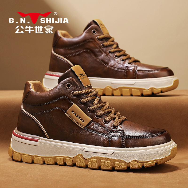公牛世家高帮男鞋2025新款秋季