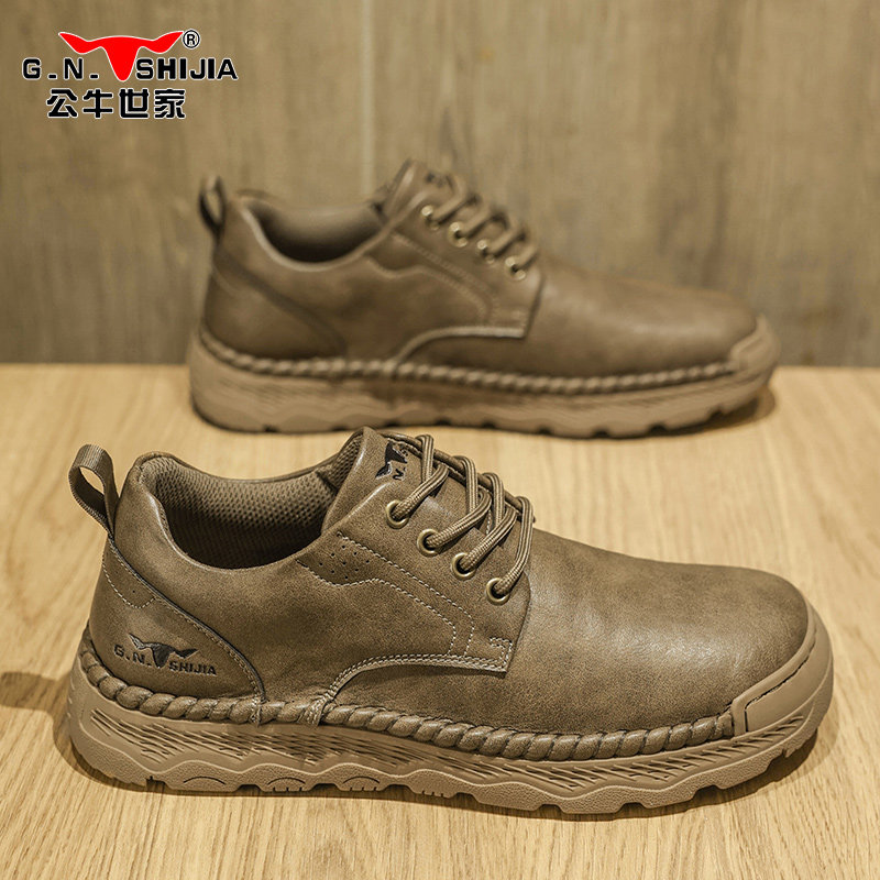 公牛世家男士皮鞋冬季2026新款商务休闲男鞋软底防滑耐磨工装鞋男