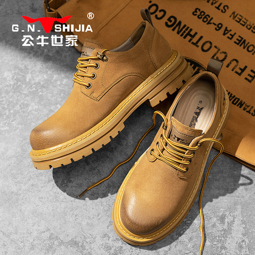 公牛世家工装鞋男款百搭复古