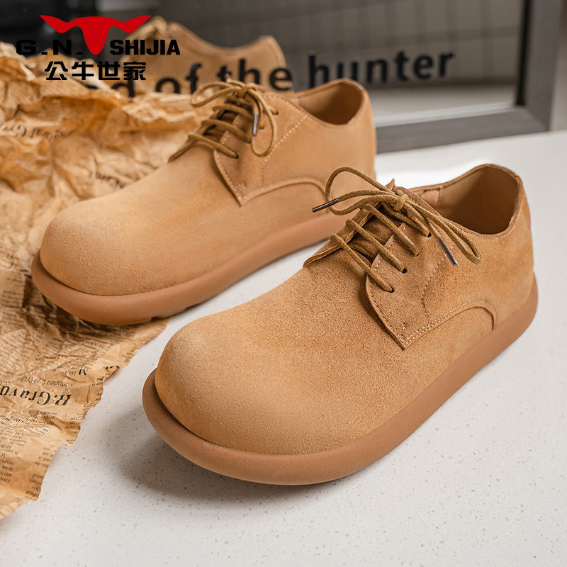 公牛世家皮鞋男款冬季英伦复古