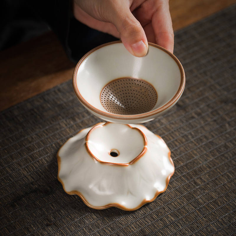 汝窑茶漏茶叶过滤器泡茶滤茶滤网茶隔茶器漏斗茶具配件陶瓷小创意