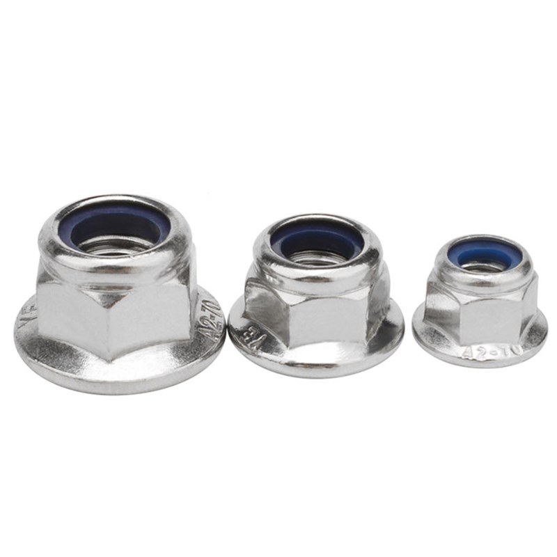 304不锈钢法兰六角螺母尼龙防松自锁防滑锁紧螺丝帽M4M5M6M8M16