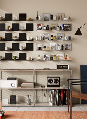 一字隔板机关置物架工业风墙上创意摆件陈列装饰层板墙面展示架