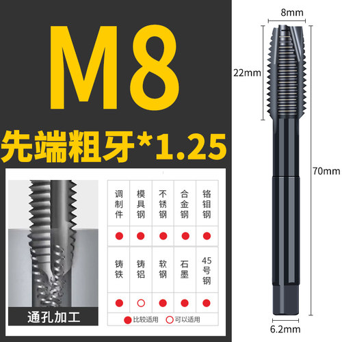 M2氮化机用丝锥先端螺旋丝锥丝攻M2-M30涂层氮化丝锥攻丝攻牙