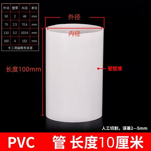 pvc管给排水管配件50下水管道160透明硬塑料管材管件75小短管110