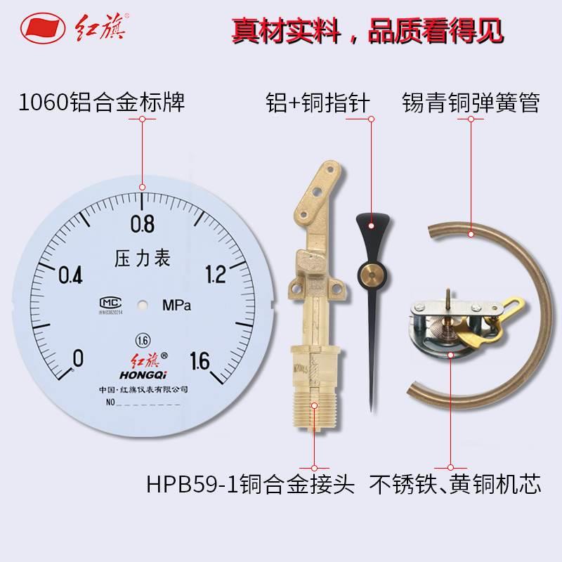 厂家直销红旗Y150压力表真空表锅炉蒸汽管道压力表水压表25公斤*
